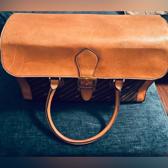 Gucci Diagonal GG Leather trim buckle Luggage 1970s - Picture 7 of 17
